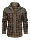 Men's Cozy Plaid Jacket - Casual Fall/Winter Button-Up with Lapel Collar