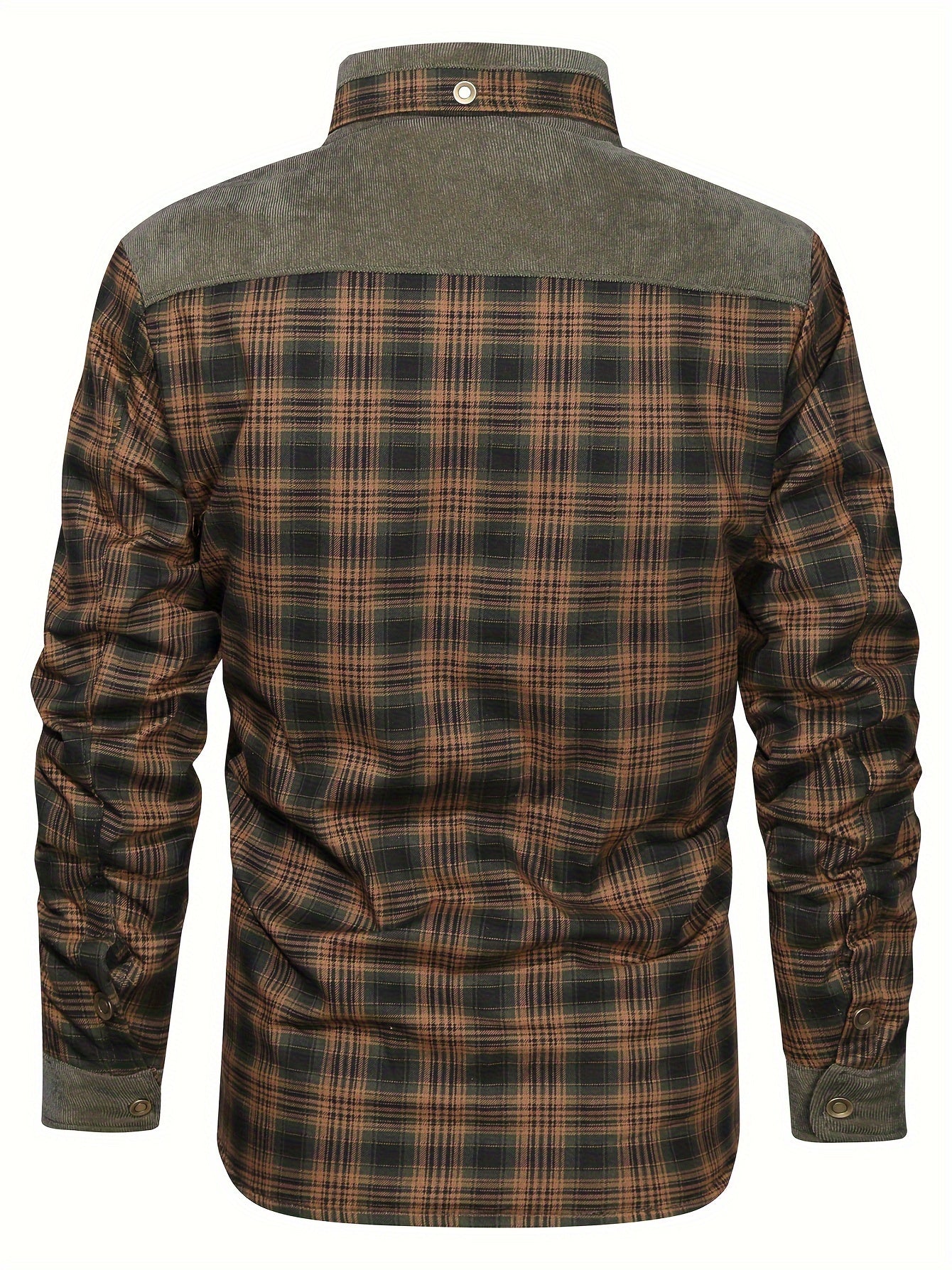 Men's Cozy Plaid Jacket - Casual Fall/Winter Button-Up with Lapel Collar
