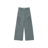 Men's Trousers Solid Color Niche Design Pleated Splice Loose Trend Male Casual Baggy Pant Wide Leg High Street