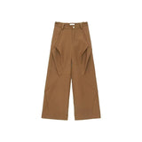 Men's Trousers Solid Color Niche Design Pleated Splice Loose Trend Male Casual Baggy Pant Wide Leg High Street