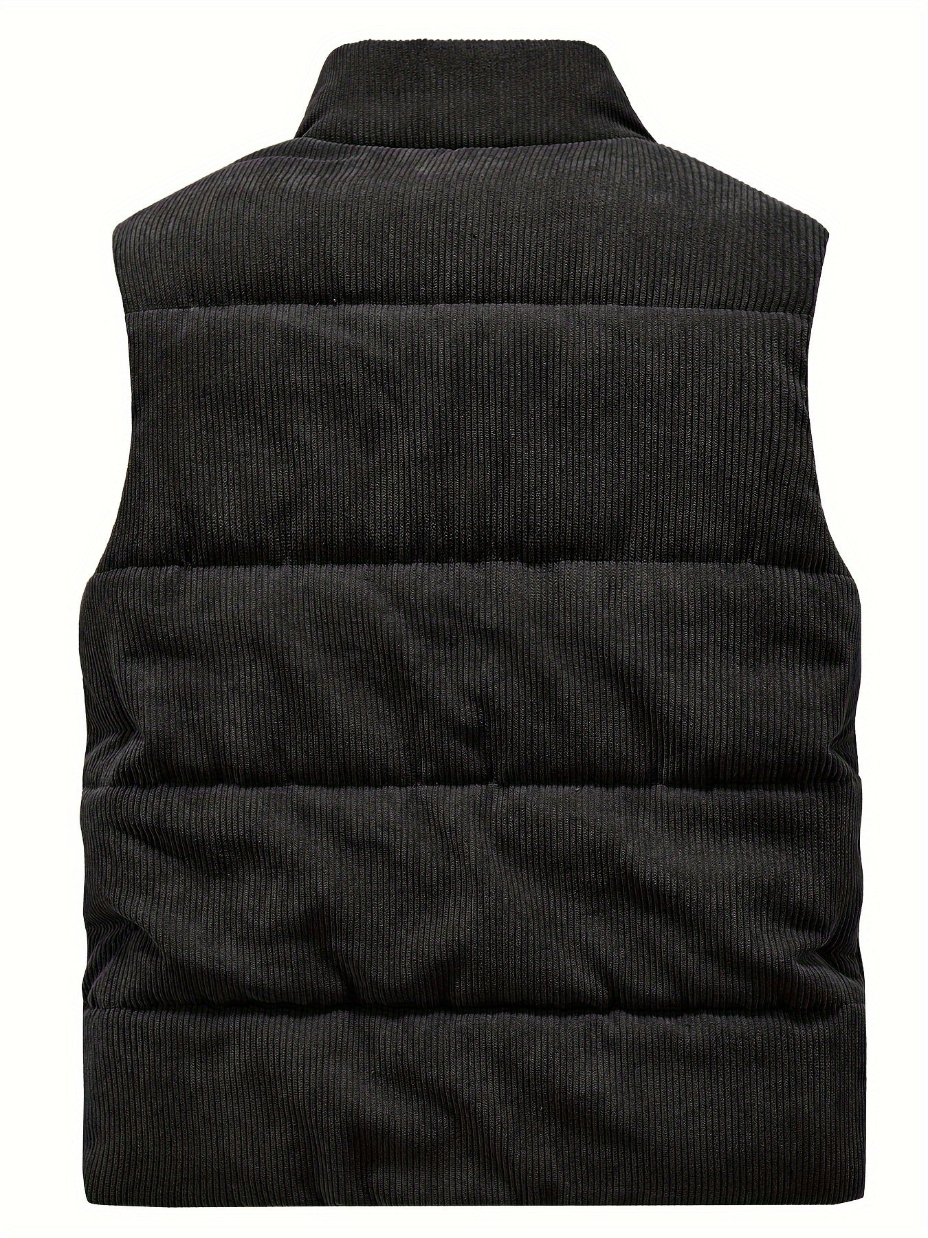 Thick Plush 100% Polyester JPDUN Men's Winter Vest - Casual Stand Collar, Multi-Pocket Outdoor Workwear, Warm Camisole Jacket, Loose Fit, Woven, Non-Stretch