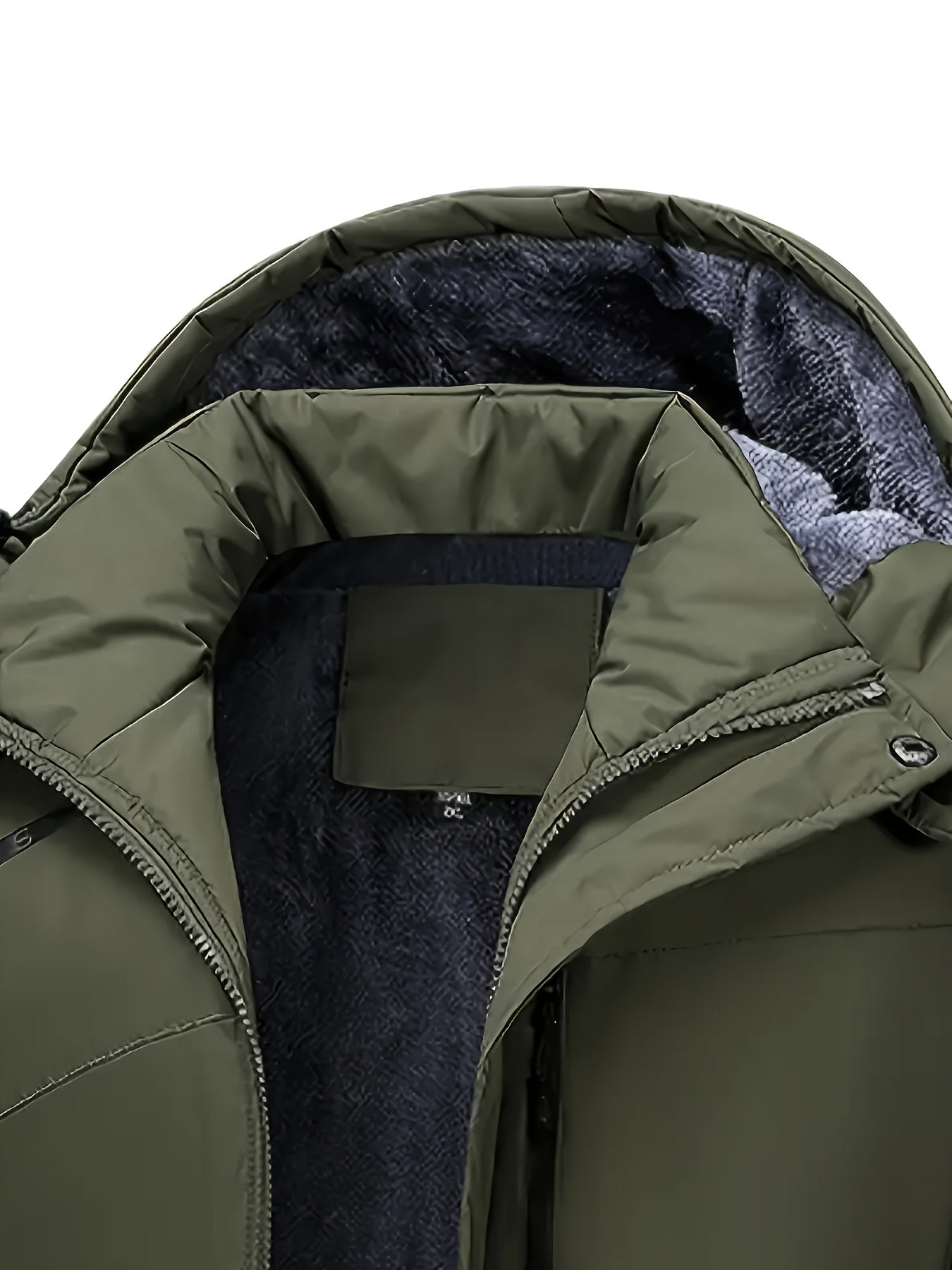 Thick Warm Hooded Polyester Jacket - Men's Casual Windproof Leisure Style Outerwear for Fall/Winter - Zip-Up Conventional Version Autumn/Winter