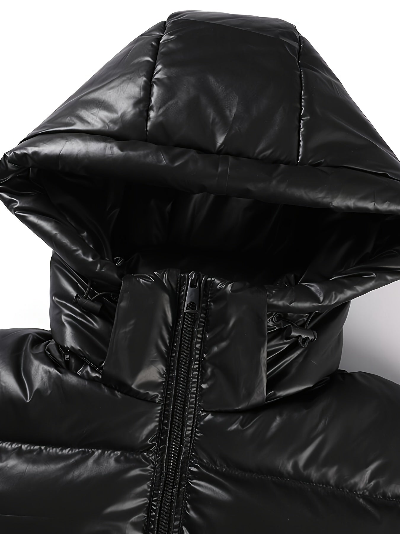 Men'S Winter Hooded Jacket, Casual Solid Color Polyester 100% with Pockets, Regular Fit, Non-Stretch Woven Fabric, Warm Thickened Coat with Polyester Fiber Filling
