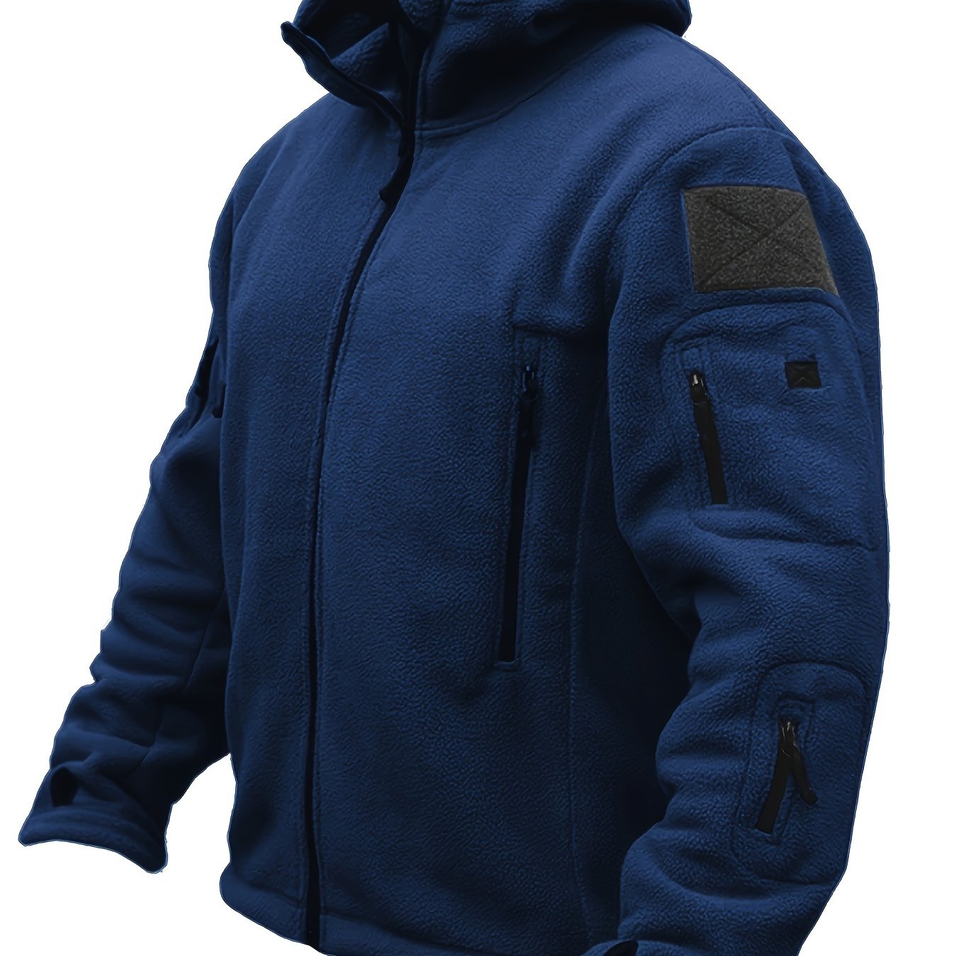 Windproof Fleece Jacket - Men's Cozy Hooded Coat - Zipper, Solid Color, Multiple Pockets for Autumn and Winter