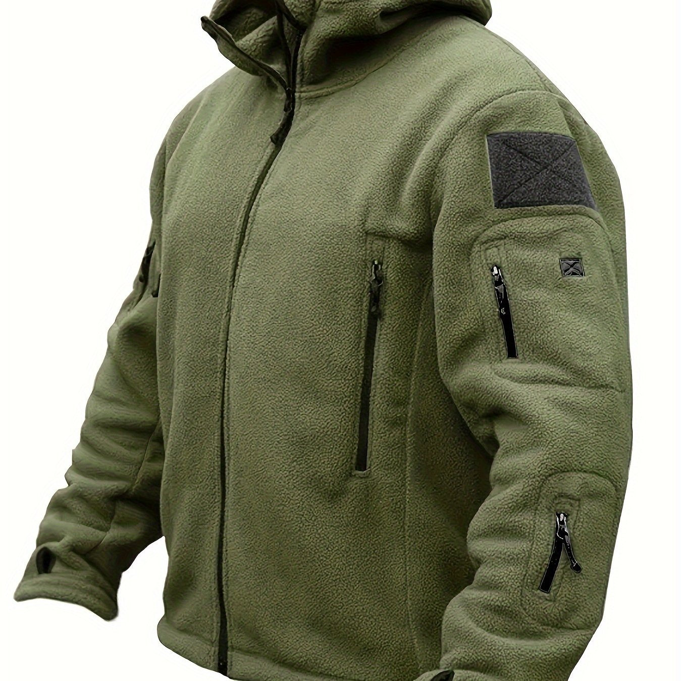 Windproof Fleece Jacket - Men's Cozy Hooded Coat - Zipper, Solid Color, Multiple Pockets for Autumn and Winter