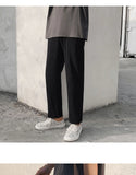 Summer Black Casual Pants Men Straight Pleated Men Japanese Streetwear Loose Ice Silk Pants Mens Wide Leg Pants Mens Trousers