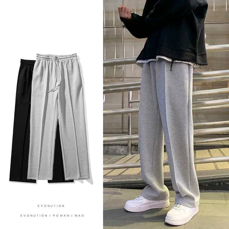 Drawstring Sweatpants Men's Fashion Casual Wide-leg Pants Men Streetwear Loose Straight Trousers Mens Joggers Track Pants S-2XL