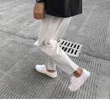 Summer Black Casual Pants Men Straight Pleated Men Japanese Streetwear Loose Ice Silk Pants Mens Wide Leg Pants Mens Trousers