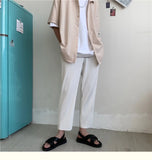 Summer Black Casual Pants Men Straight Pleated Men Japanese Streetwear Loose Ice Silk Pants Mens Wide Leg Pants Mens Trousers