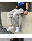 Summer Black Casual Pants Men Straight Pleated Men Japanese Streetwear Loose Ice Silk Pants Mens Wide Leg Pants Mens Trousers