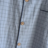 Men's Trousers Pajamas Set for Spring and Summer Thin Plaid Design Cotton Fabric Short Sleeved Long Pants Home Men Pyjama Set