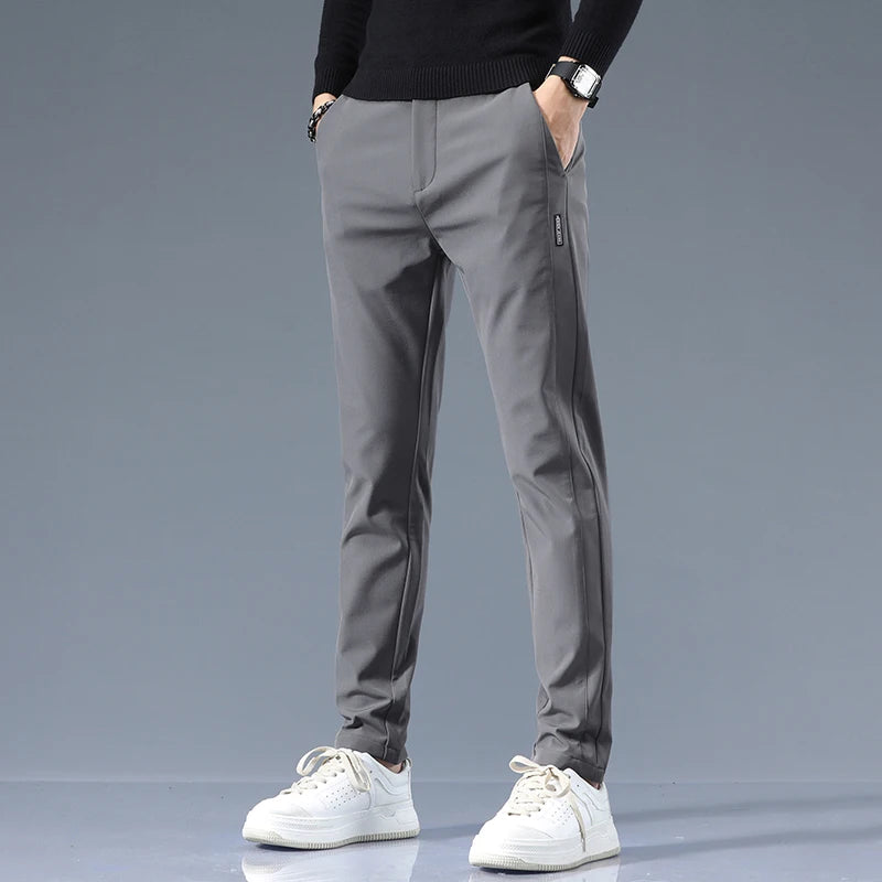 Casual Pants Men Spring Autumn 2025 New Straight Slim Fit Sweatpants Solid Color Business Elastic waist Male Trousers