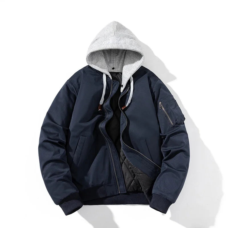 Ma1 Bomber Jacket Men Women Winter Solid Pilot Jacket Military Flight Baseball Coat Spring Autumn Windbreaker Hooded Casual