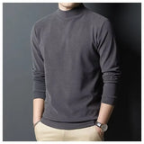 M-5XL Long Sleeve T-shirts Men Solid All-match Fashion Classic Leisure Cozy Slim Simple O-neck Middle Aged Autumn Stylish Chic