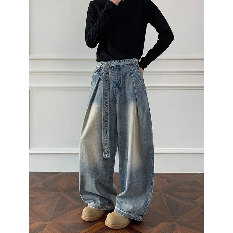 Jeans men Wash Light Blue Relaxed Fit 2025 New Arrival High Quality Distressed Denim Pants Men Streetwear Fashion Youth Casual