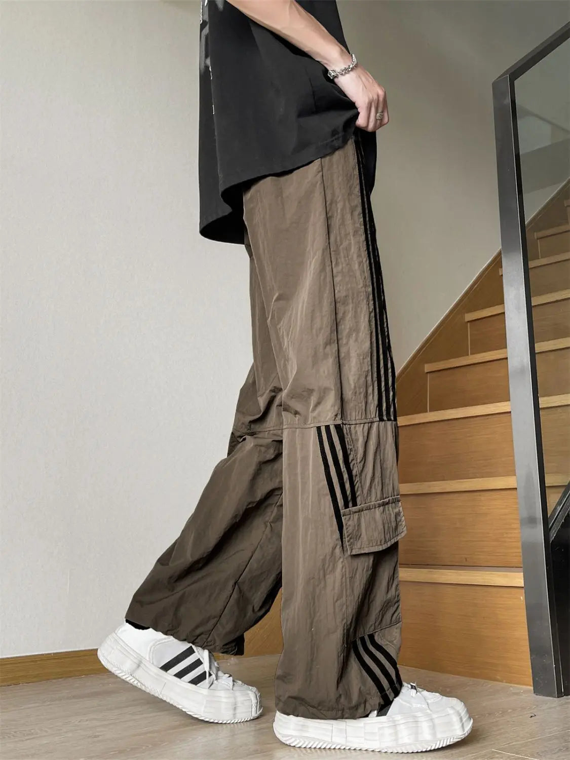 American Retro Striped Wide-Leg Pants Loose Trendy Matching Straight Casual Sportswear Long Pants