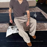 New Retro Fashion Men Suit Pants Light Luxury Draped Baggy Belt Button-down Solid Color Straight Trousers Elegant Dress Pants