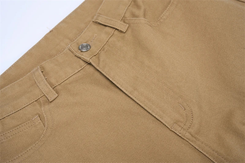 100% Cotton Men's Loose Casual Pants Autumn New Fashion Comfortable Wide-leg Oversized Trousers Streetwear White Khaki Black