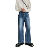 New Korean Cleanfit Male Jeans Luxury Naples High Waist Wide Legs Denim Pants Fashion Solid Color Retro Premium Elegant Trousers