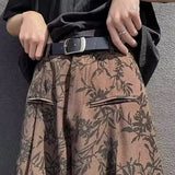 High street hip-hop men and women trendy personalized ink floral straight leg pants for couples loose retro casual pants y2k