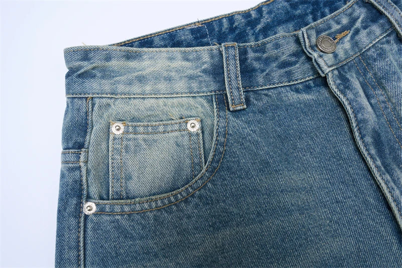 2025 Autumn Men's Wide-leg Jeans Comfortable Loose Casual Straight Trousers American Classic Retro Wash Cotton Denim Pants