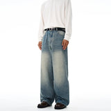 2025 Autumn Men's Wide-leg Jeans Comfortable Loose Casual Straight Trousers American Classic Retro Wash Cotton Denim Pants