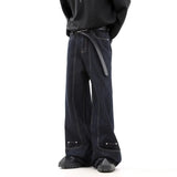 Street men and women trendy personality retro design straight leg jeans couple hip-hop loose floor length casual pants y2k