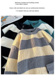 Men's New Black and White Striped Sweater Men's Autumn and Winter Loose Pullover Casual Top Men's Homestay Casual Warmth