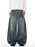 Baggy Classic Jeans Men's Vintage Wash Cotton Wide-leg Denim Pants Loose Fashion Spliced Streetwear Trendy Hip-hop Y2K Trousers
