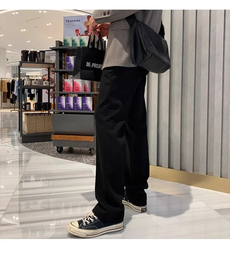 New Korean Fashion Men Suit Pants Light Luxury Business All-match Straight Slim-fit Casual Trousers Premium Elegant Dress Pants