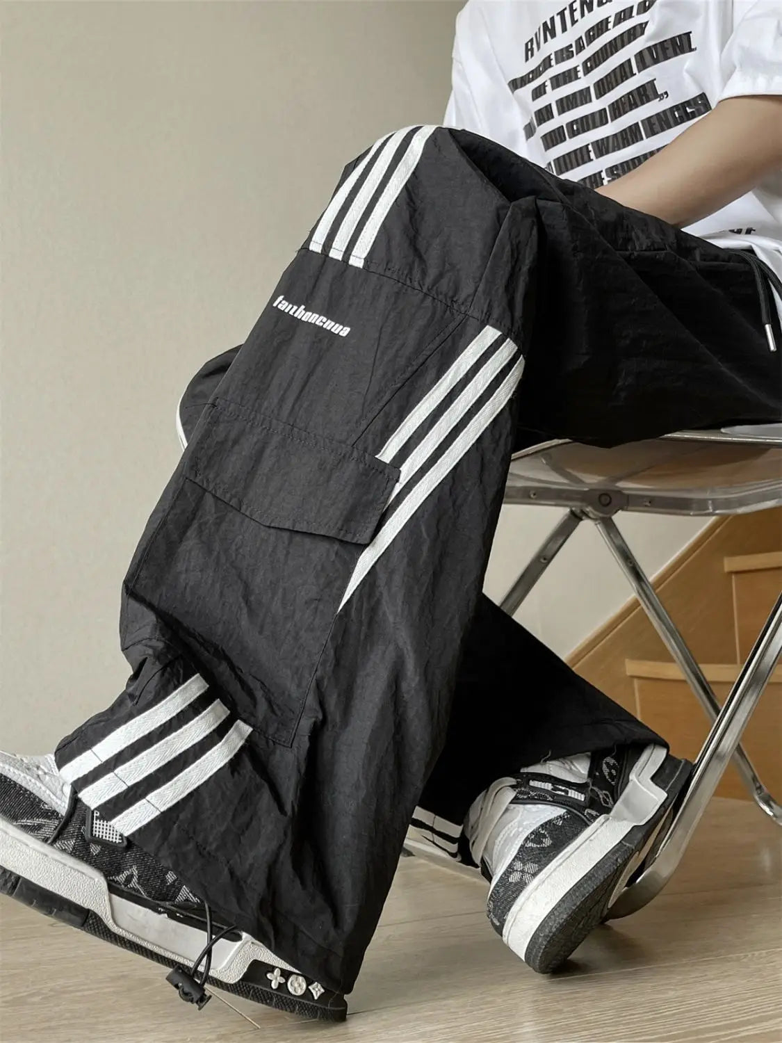 American Retro Striped Wide-Leg Pants Loose Trendy Matching Straight Casual Sportswear Long Pants