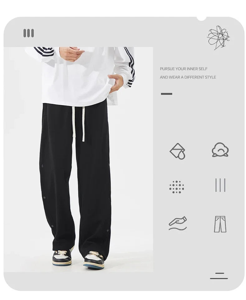 Fashion Men's Baggy Straight Casual Pants Cotton Comfortable Stretch Trousers Sweatpants Joggers Classic Black Khaki Male Clothe