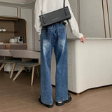 New Korean Cleanfit Male Jeans Luxury Naples High Waist Wide Legs Denim Pants Fashion Solid Color Retro Premium Elegant Trousers