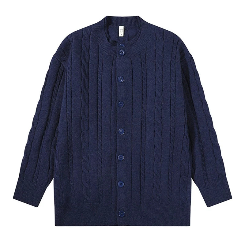 Korean Fashion Men Cardigan Light Luxury Knitted O Neck Long Sleeve Sweater Coat Autumn  Premium Quality Jacquard Knitwear M-3XL