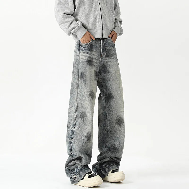 Autumn Jeans Men's New Denim Pants wash jeans New Fashion High Quality Washed Male Jeans Loose Wide Leg Trousers Straight