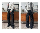 JEANS MEN Black Straight Leg Mens Jeans Novel Pocket Design Front Patch Denim Pants Trendy Fashion Casual Trousers Hot Sale 2025