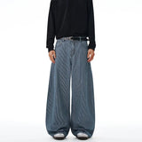 Autumn New Striped Jeans Men's Retro Wash Loose Wide-leg Denim Pants American High Street Fashion Cotton Casual Trousers