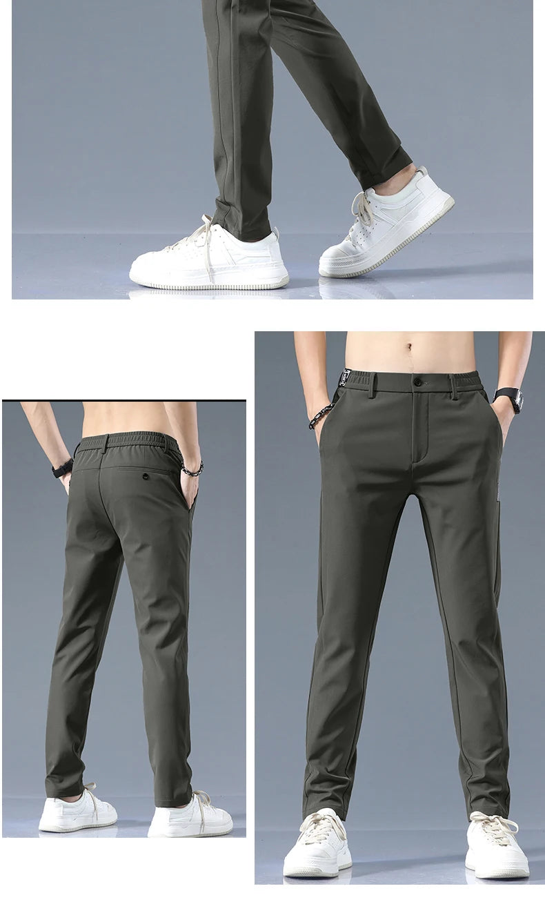 Casual Pants Men Spring Autumn 2025 New Straight Slim Fit Sweatpants Solid Color Business Elastic waist Male Trousers