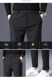 Winter Warm Fleece Men's Business Casual Pants Stretch Slim Fashion Korean Thermal Trousers Classic Simple Male Plush Clothes