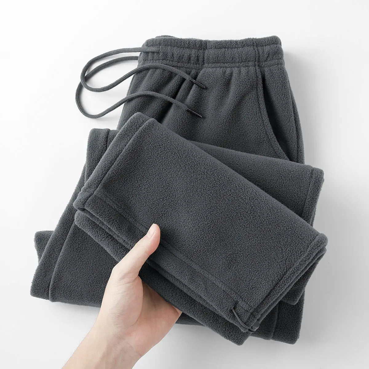 Double-sided Fleece! Retro Military Green Straight-leg Pants Women Loose Thickened Warm Drawstring Casual Wide-leg Pants Men