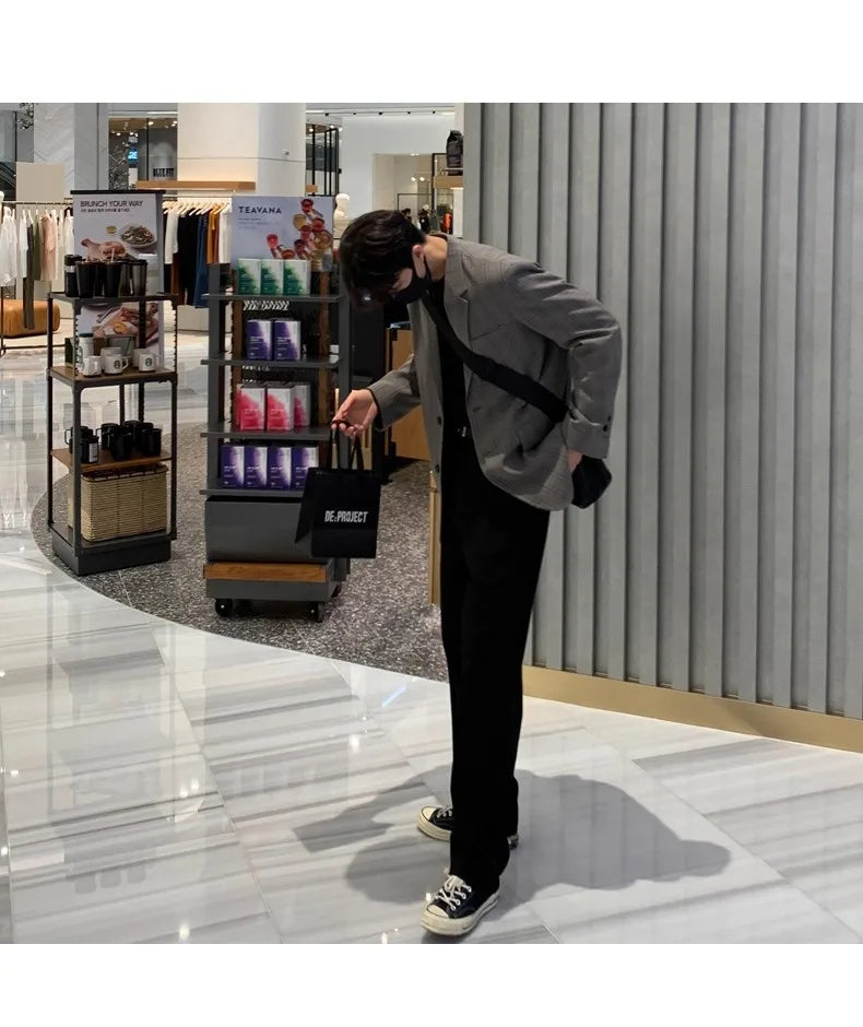 New Korean Fashion Men Suit Pants Light Luxury Business All-match Straight Slim-fit Casual Trousers Premium Elegant Dress Pants