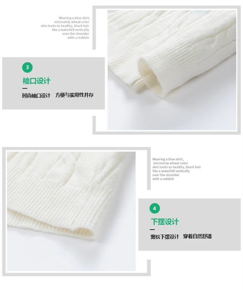 Korean Gradient Knitwear Loose Chunky Twist Knit Pullover 2024 New Round Neck Sweater Autumn Winter Warm Couple Tops