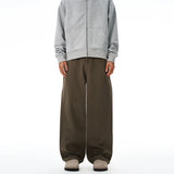 100% Pure Cotton Wide-leg Pants Men's Autumn New Oversized Comfortable Loose Casual Trousers Brown White Fashion Streetwear