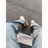 Trendy hip-hop men and women trendy personality checkered splicing straight leg jeans for couples loose retro casual pants y2k