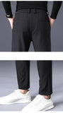Winter Warm Fleece Men's Business Casual Pants Stretch Slim Fashion Korean Thermal Trousers Classic Simple Male Plush Clothes