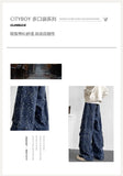 Cargo jean pants Men Wide Leg DenimLoose Straight Baggy Men's Jeans hip hop Streetwear Skateboard Neutral denim Trousers