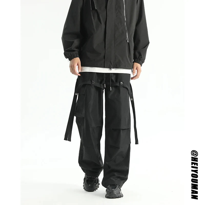 New Cargo Pants Baggy Straight Oversize Trousers Fashion Wide Leg Pockets Black Joggers Trousers Y2k Streetwear Clothing