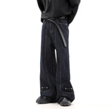 Street men and women trendy personality retro design straight leg jeans couple hip-hop loose floor length casual pants y2k