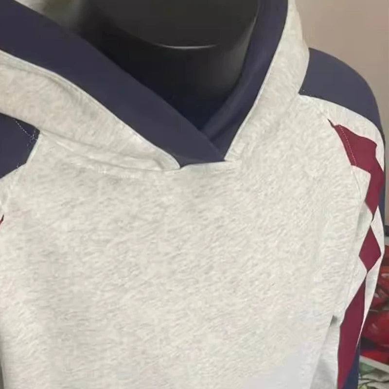 New American Retro Men's Hooded Sweatshirt Casual Harajuku Navy Patchwork Long Sleeve Pullover Autumn High Quality Hoodies M-3XL