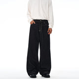 Non-fading Original Color Jeans Men's High Quality Loose Straight Denim Pants Classic American Retro Wide Leg Autumn Trousers